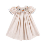 Mallard Smocked Tan Gingham Bishop Dress