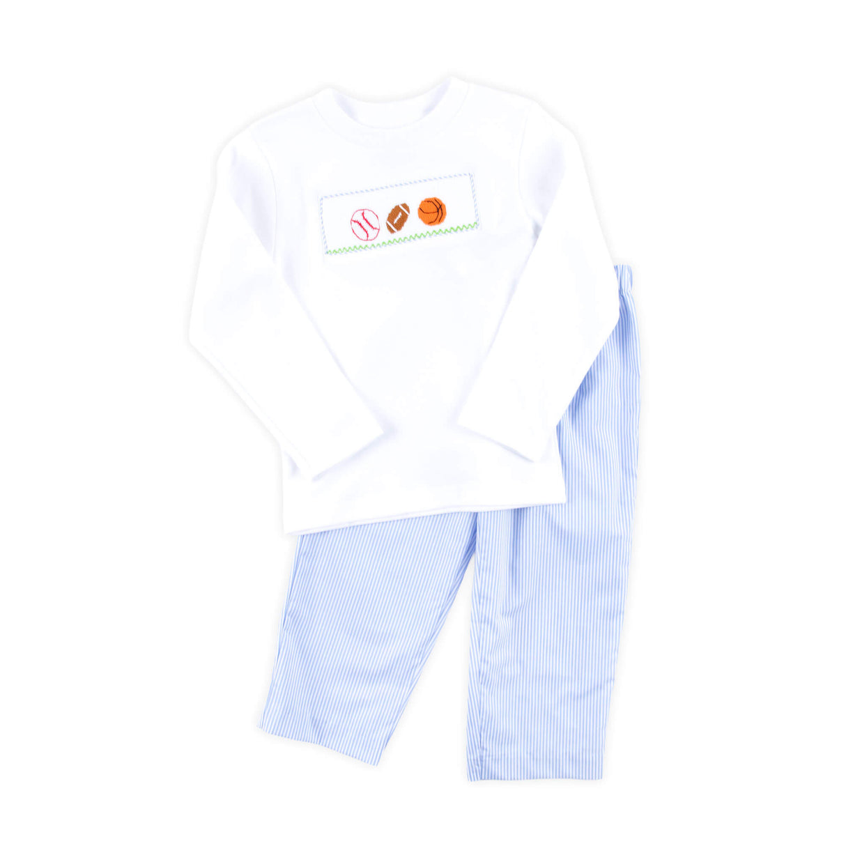 Sports Smocked Blue Stripe Pant Set