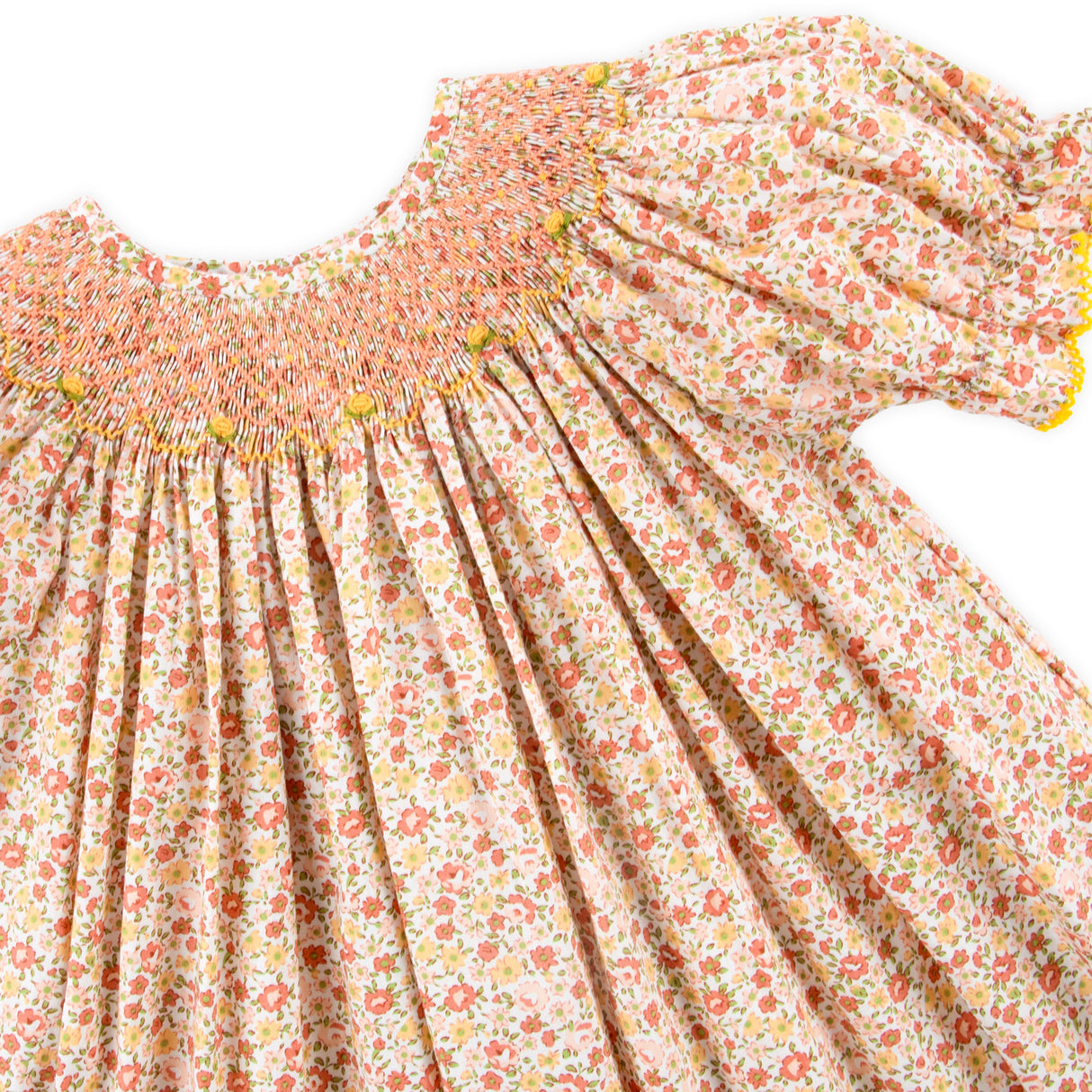 Pink Floral Smocked Bishop Dress