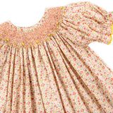 Pink Floral Smocked Bishop Dress