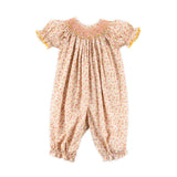 Pink Floral Smocked Long Bubble