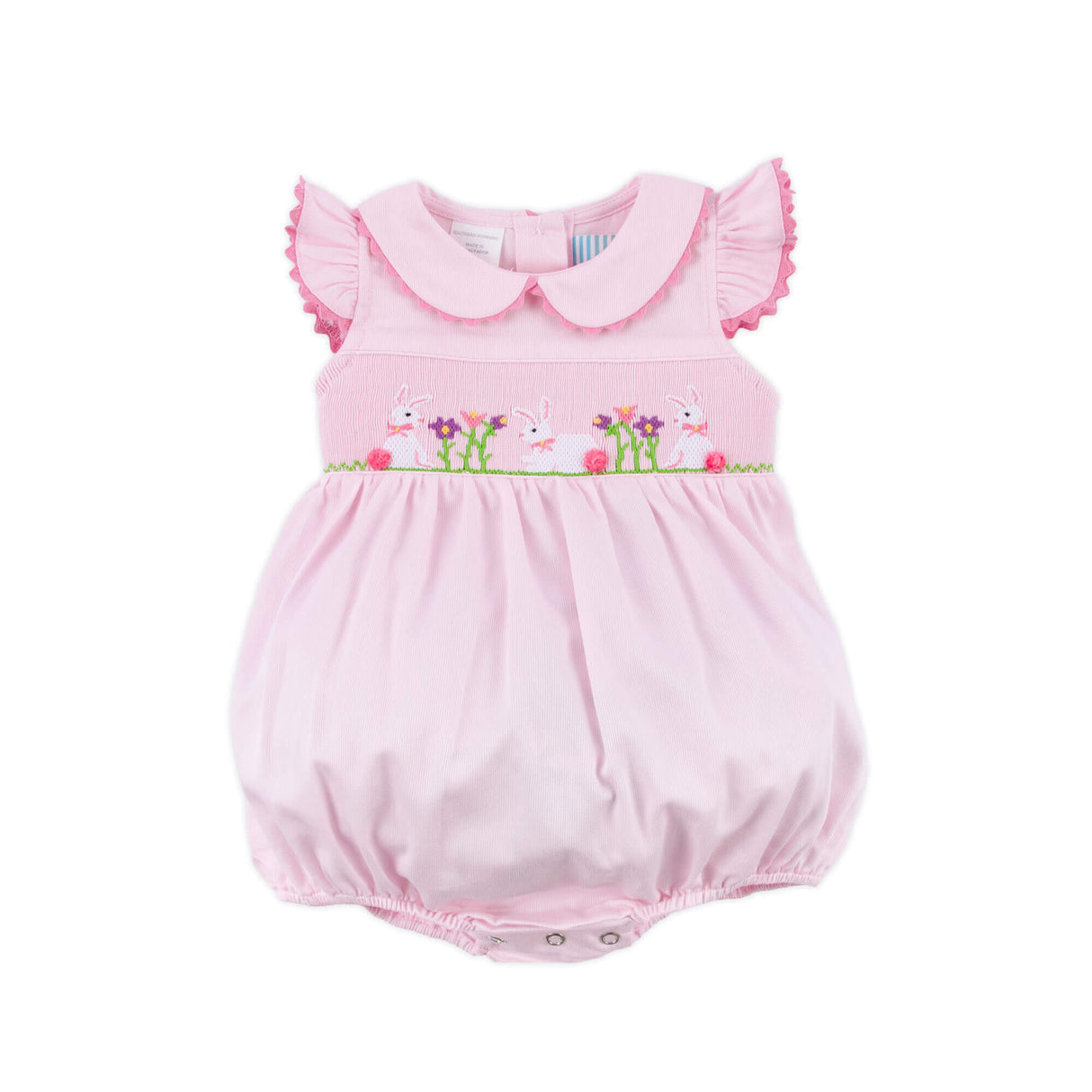 Easter Celebration Pink Pique Smocked Collared Bubble