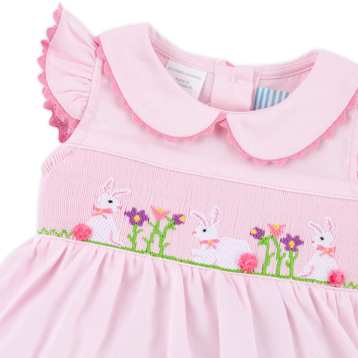 Easter Celebration Pink Pique Smocked Collared Dress