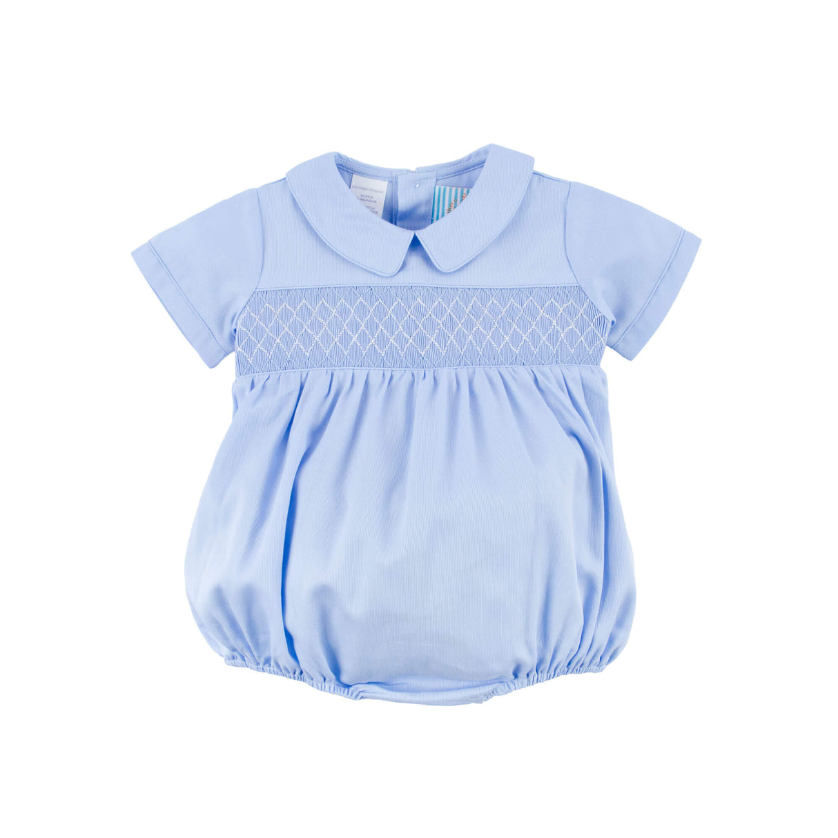 Easter Celebration Blue Pique Smocked Collared Bubble
