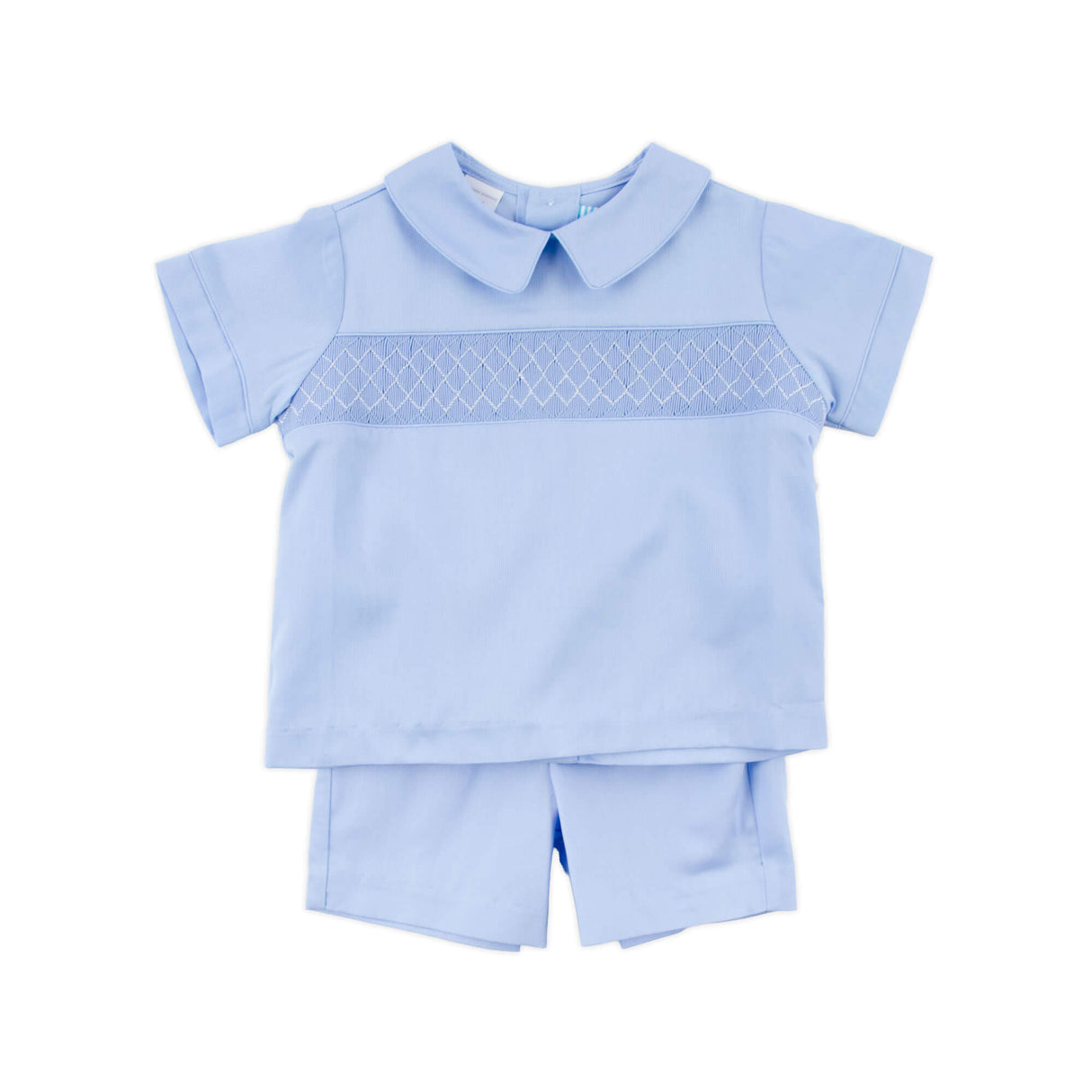 Easter Celebration Blue Pique Smocked Collared Short Set