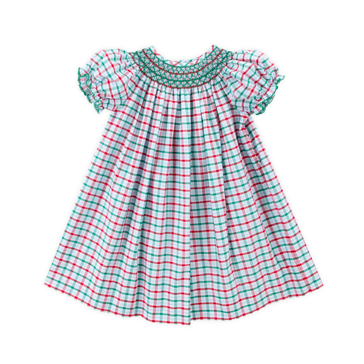 Christmas Eve Plaid Smocked Bishop Dress
