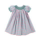 Christmas Eve Plaid Smocked Bishop Dress