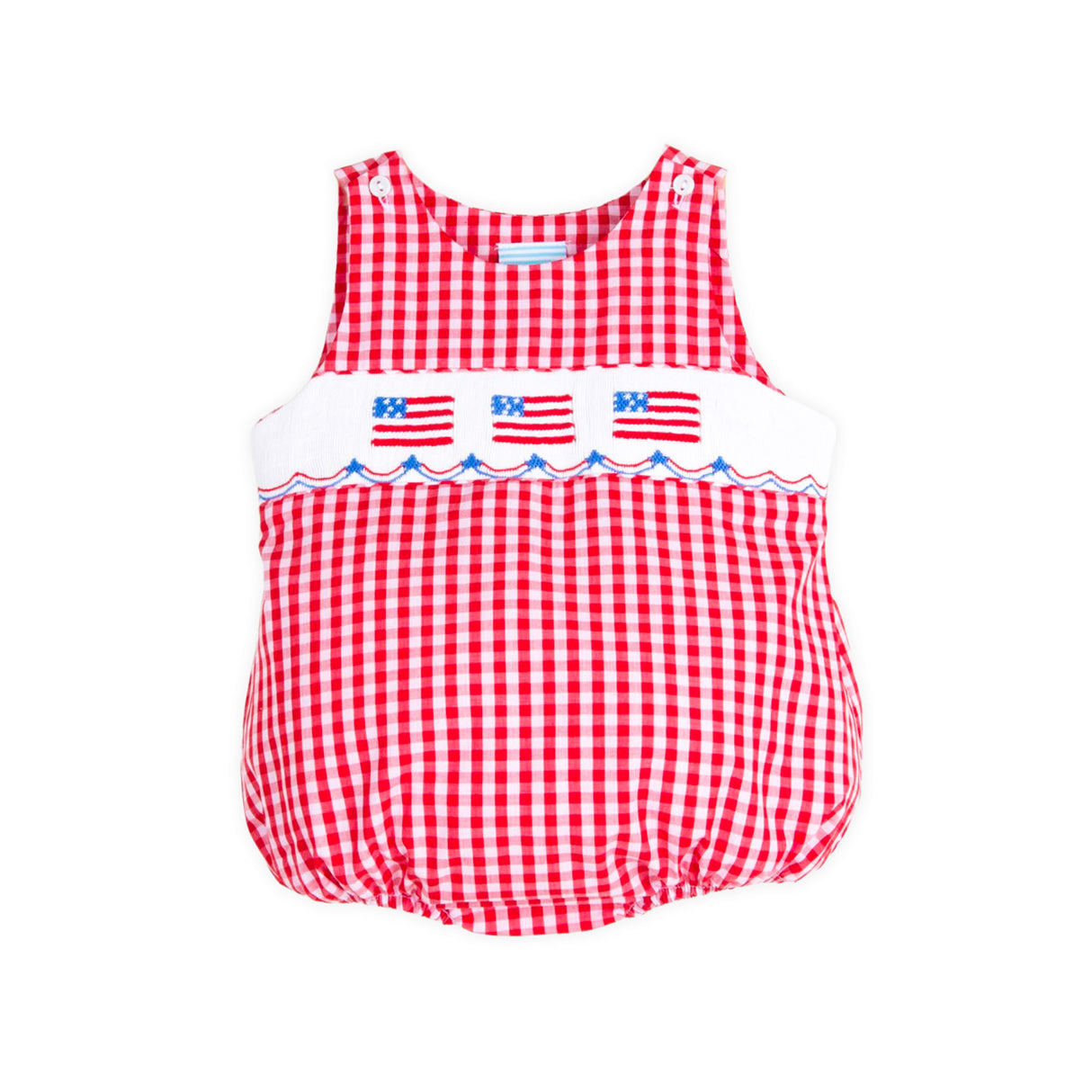 Red Check American Flag Smocked Sun Bubble