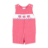 Red Check American Flag Smocked Jon Jon