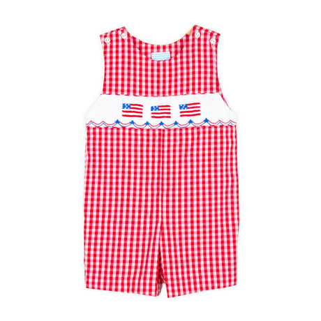 Red Check American Flag Smocked Jon Jon