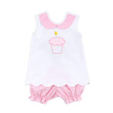 Cupcake Applique Back Bow Bloomer Set