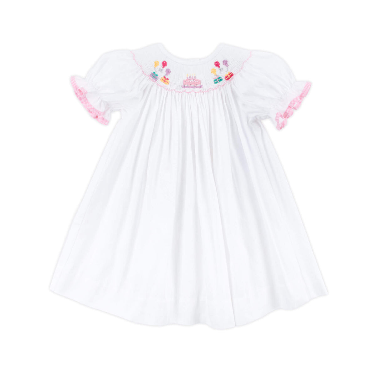 Birthday Celebration Smocked White Dress