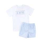 Smocked Big Brother Short Set Light Blue Gingham