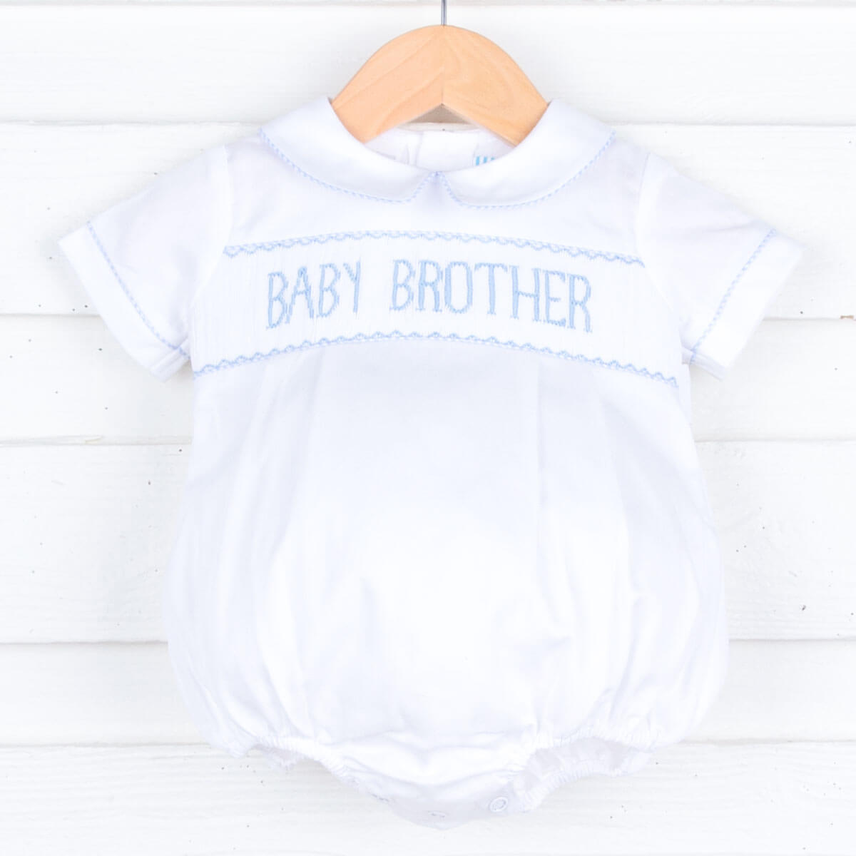 Baby Brother Smocked Bubble White Pique