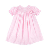 Cross Smocked Pink Pique Bishop Dress