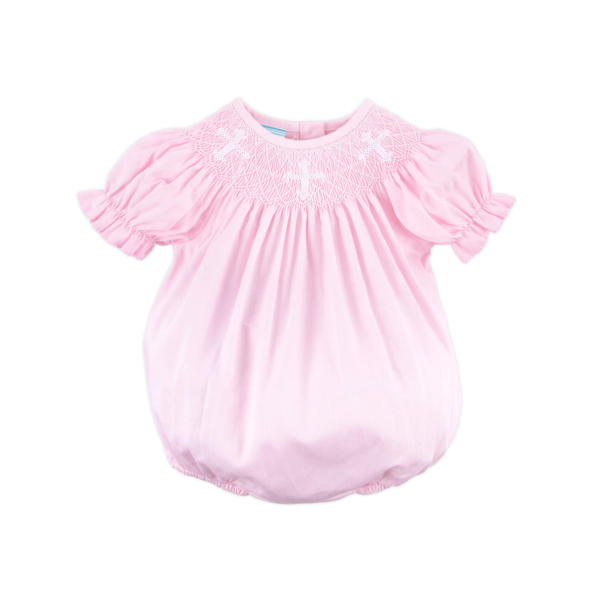 Smocked Cross Pink Pique Bubble