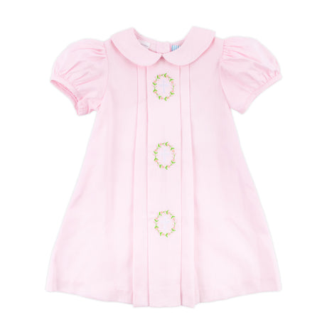 Cross and Wreath Embroidered Pink Sally Dress