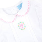 Cross and Wreath Embroidered Collared Dress White Pique
