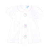 Cross and Wreath Embroidered Collared Dress White Pique