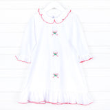 Embroidered Christmas Holly Bow Nightgown