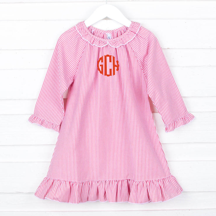 Red Stripe Long Sleeve Nightgown