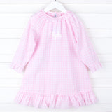 Pink Gingham Long Sleeve Nightgown