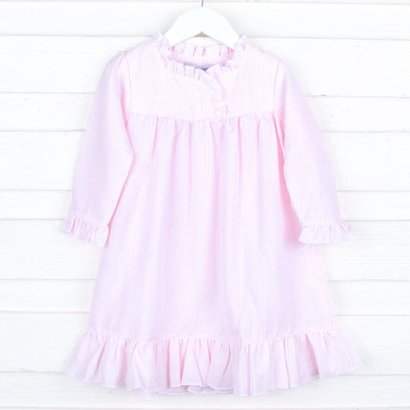 Pink Stripe Long Sleeve Nightgown