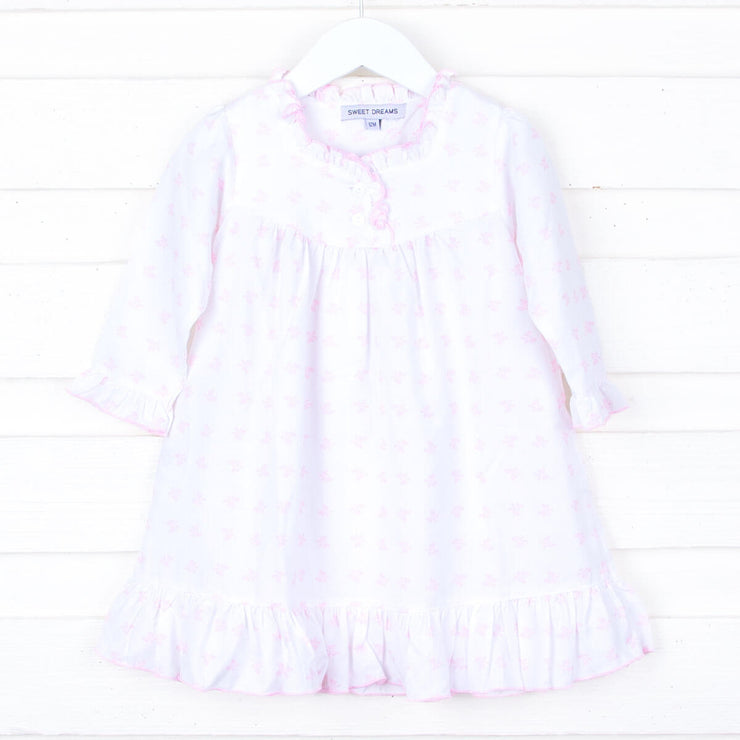 Pink Bow Long Sleeve Nightgown