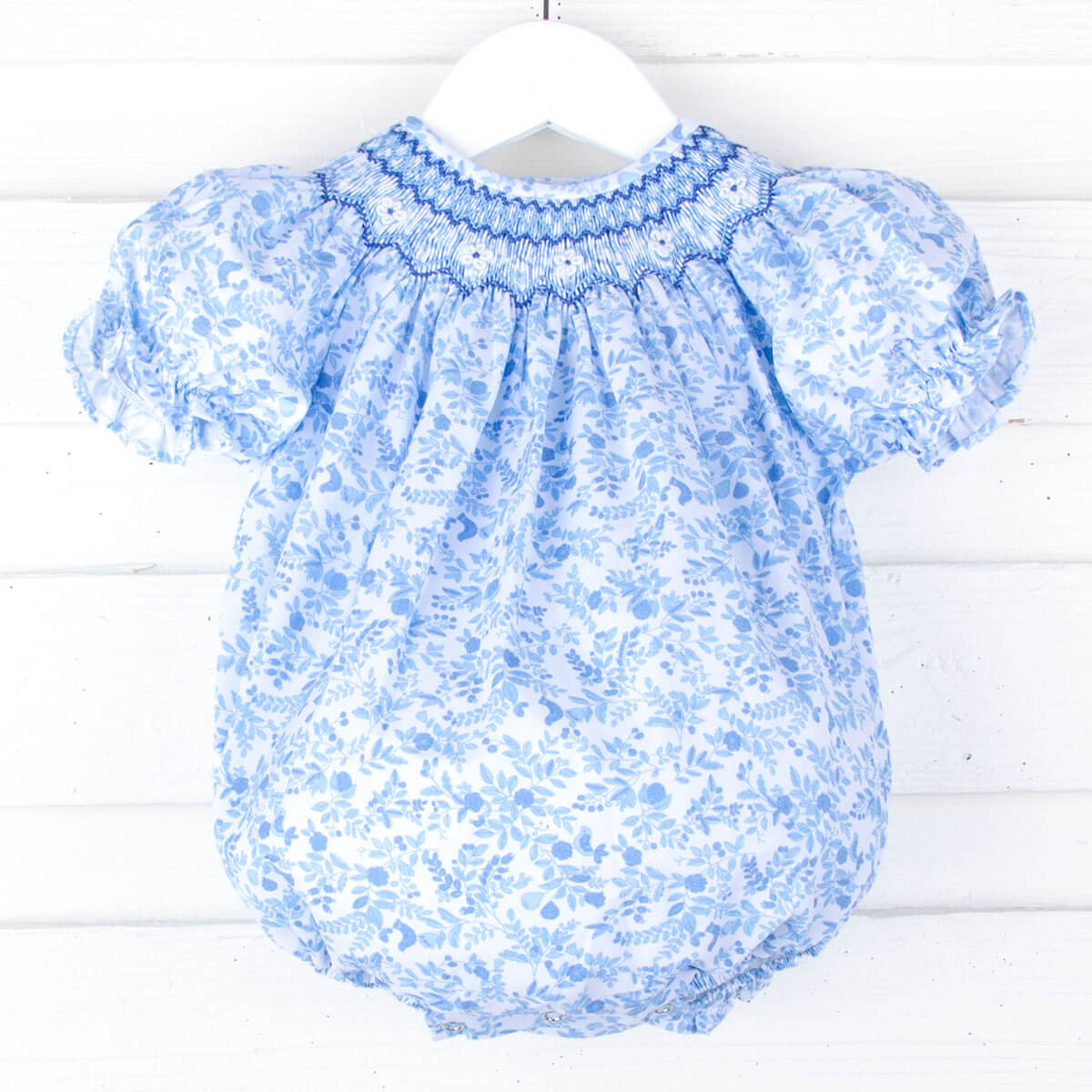 Bella Bliss soft cotton blue berries smocked classic Dress on sale