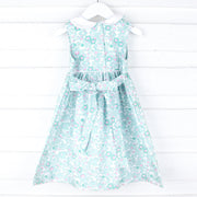 Marie Turquoise Flower Print Dress