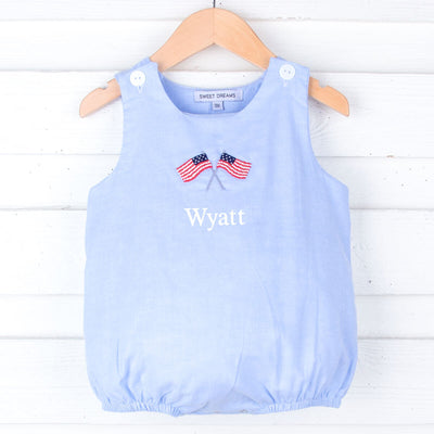 Chambray Embroidered Flag Bubble