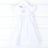 Pink Picot Trim White dress