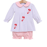 Candy Cane Long Sleeve Polka Dot Bloomer Set