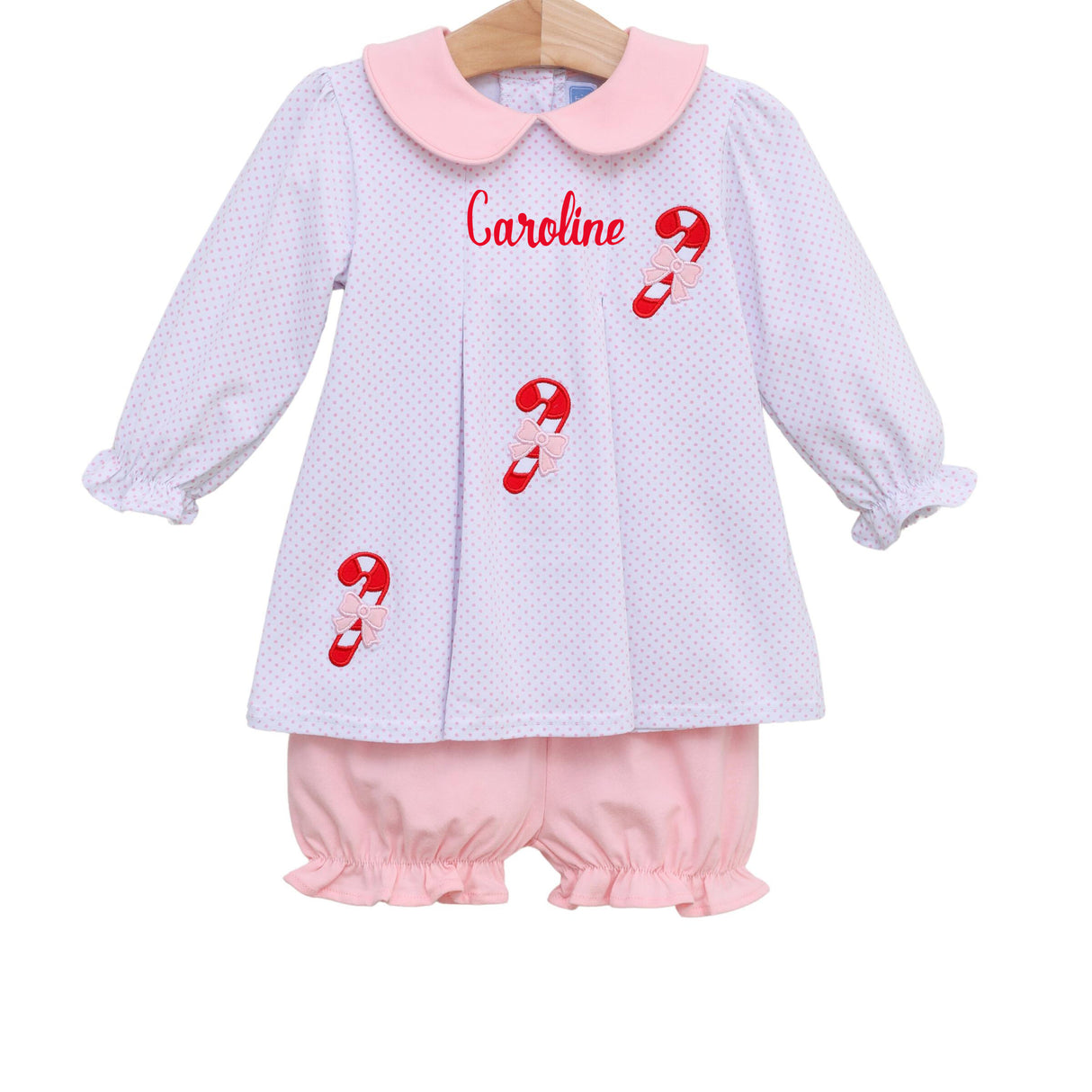 Candy Cane Long Sleeve Polka Dot Bloomer Set