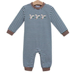 Mallard Embroidered Stripe Knit Romper