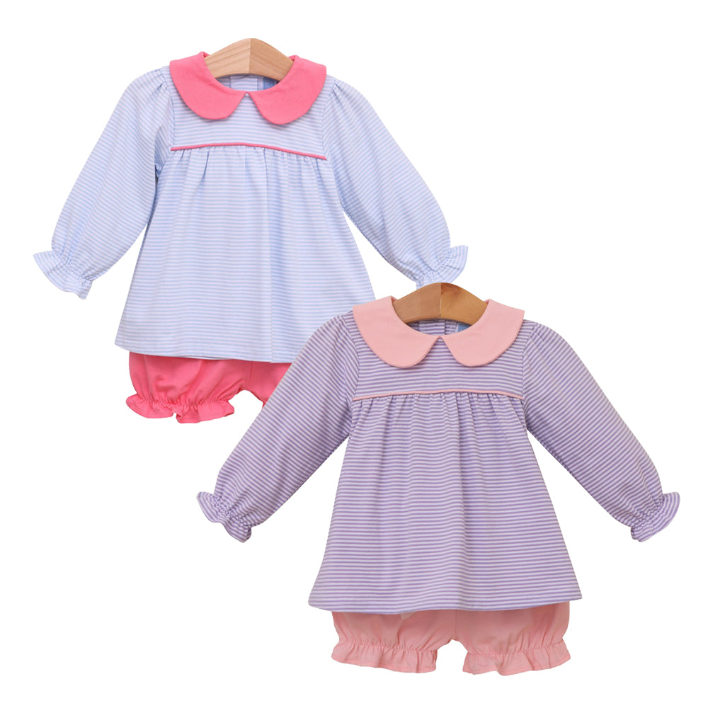 Katherine Stripe Knit Bloomer Set