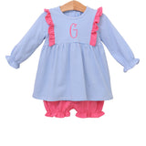 Olivia Cornflower Blue Stripe Knit Bloomer Set