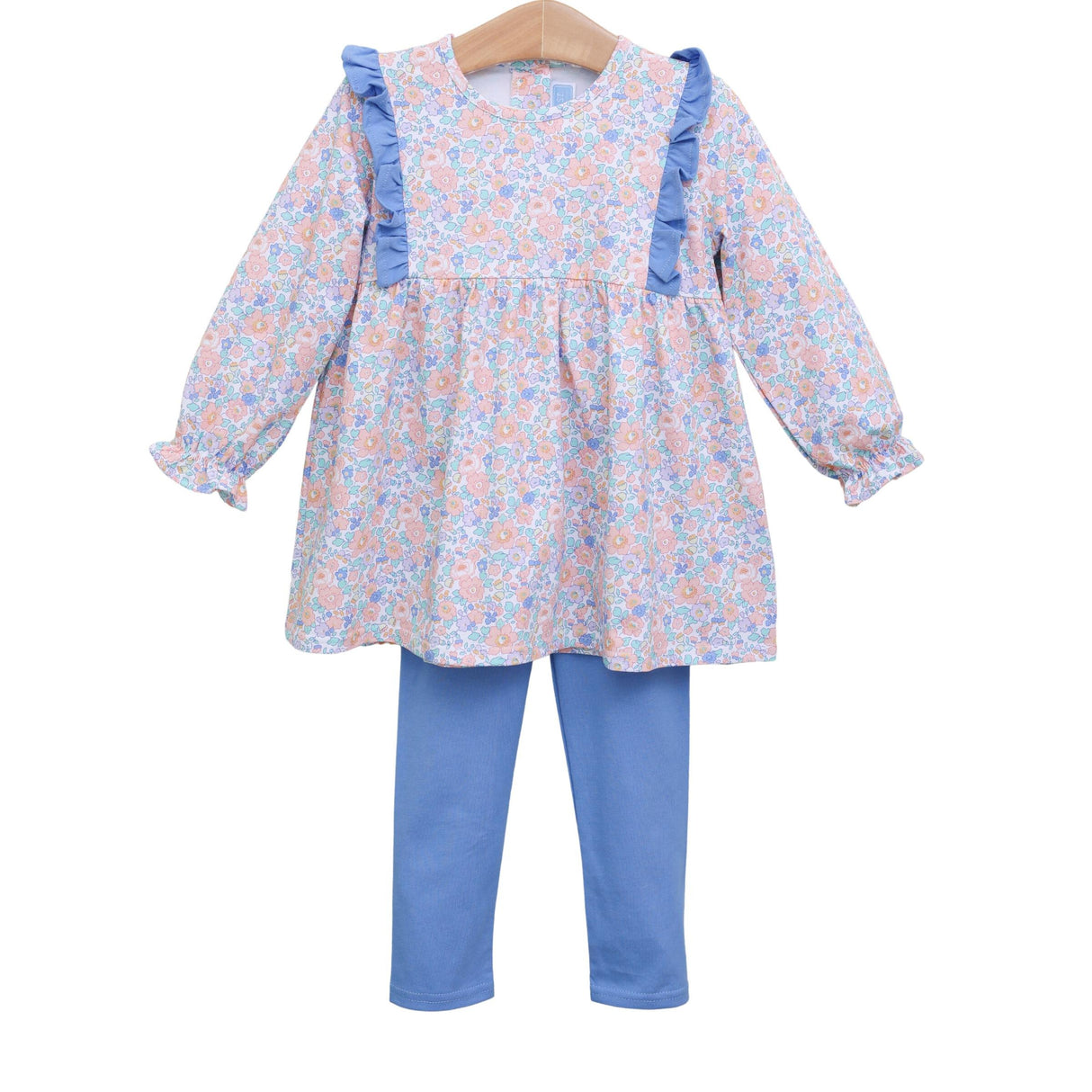 Frankie Blue Floral Ruffle Knit Pants Set