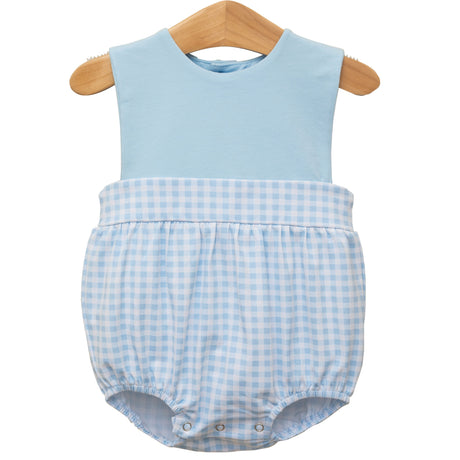 Thomas Light Blue Knit Gingham Sun Bubble