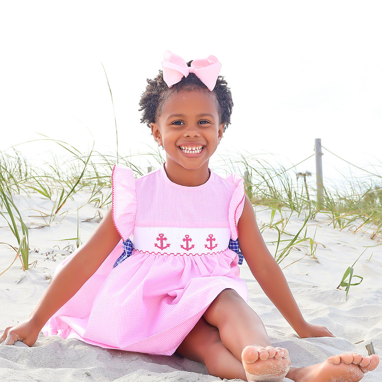 Anchor Smocked Pink Gingham Beverly Dress