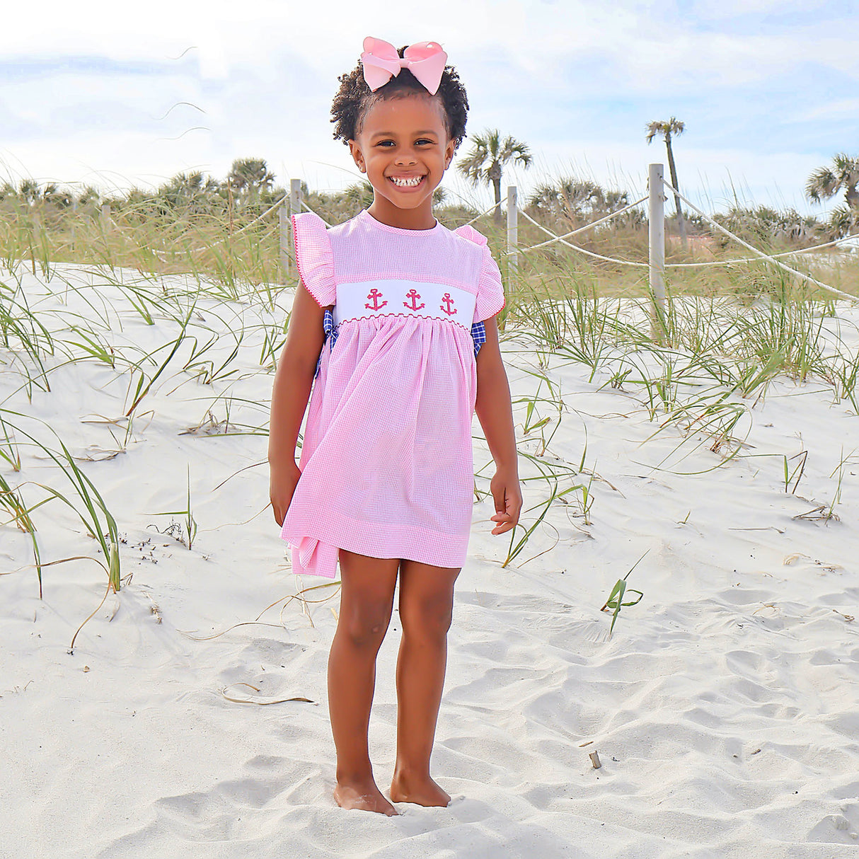 Anchor Smocked Pink Gingham Beverly Dress