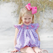 Anchor Smocked Pink Plaid Bubble