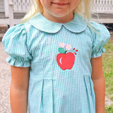 Apple Blossom Turquoise Gingham Shelby Dress