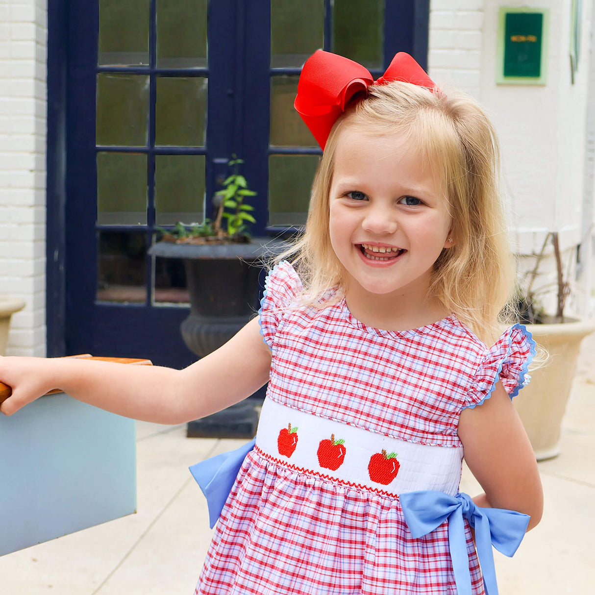 Apple Smocked Red Plaid Beverly Dress