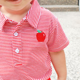 Sharp Student Red Stripe Polo Short Set