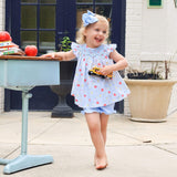 Back to School Smocked Blue Angel Sleeve Short Set