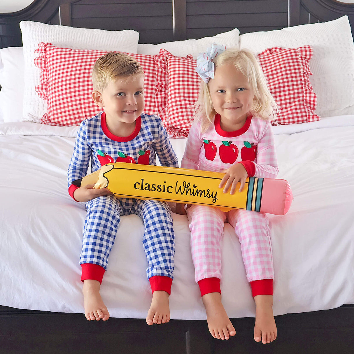 Apple Trio Royal Blue Gingham Pajamas