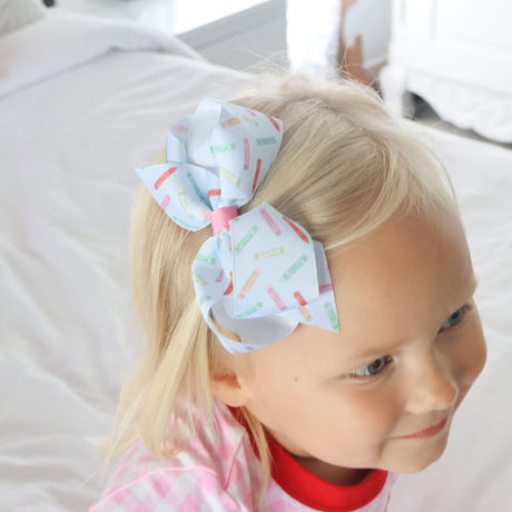 Colorful Crayon Print Grosgrain Hair Bow