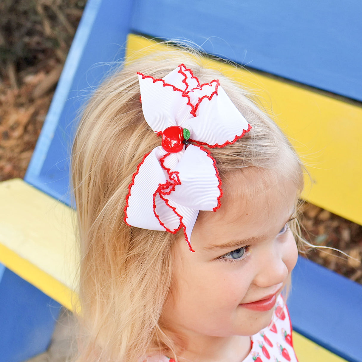Apple Charm Moonstitch Hair Bow