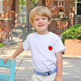 Apple Embroidered White Short Sleeve Pocket Shirt